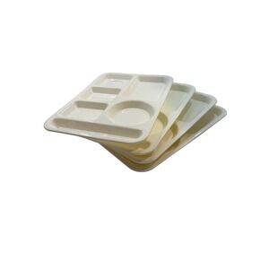 Silite 614 School Cafeteria Tray 5 Sections Cream Set of 4v-Vintage Camp